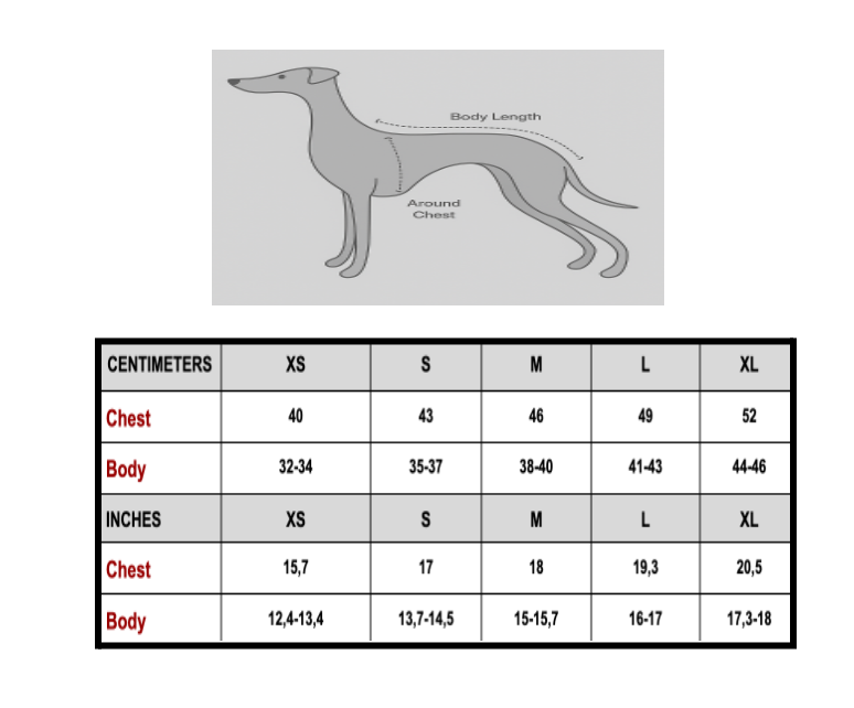 Measurement Table - Italian Greyhound Sweatshirts